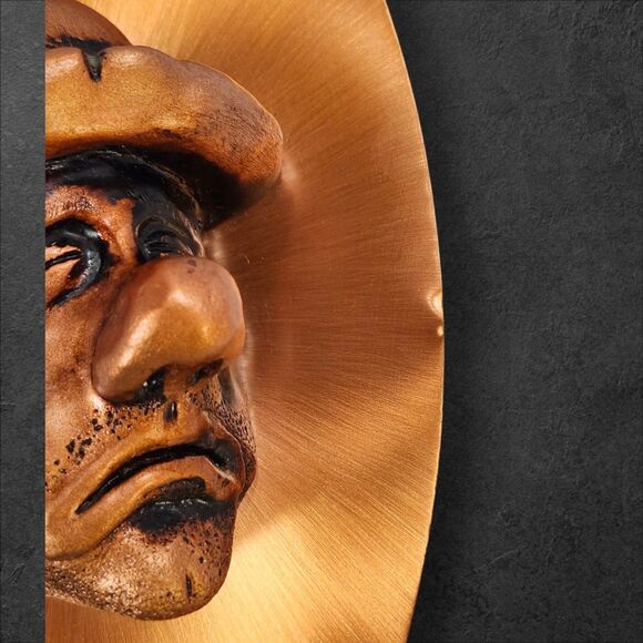 Vintage Copper & Resin Sad Clown Wall Plaque 10" Mid Century Art MCM Coppercraft - Picture 7 of 11